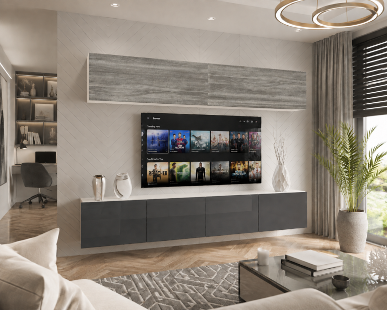 Parete attrezzata TV / mobile TV 200 cm grigio antracite e grafite lucido  Produttore IMP 6/5/W/GW1S/0/0