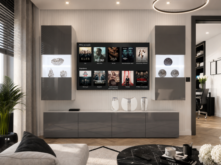 Parete attrezzata TV / mobile TV 200 cm grigio lucido  Produttore IMP 7/5/W/S/0/0