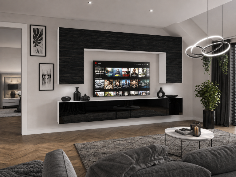 Parete attrezzata TV / mobile TV 300 cm nero ebano  Produttore IMP 2/5/W/HKB/0/0
