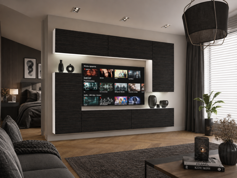 Parete attrezzata TV / mobile TV 250 cm nero ebano  Produttore IMP 8/5/W/HK/0/0