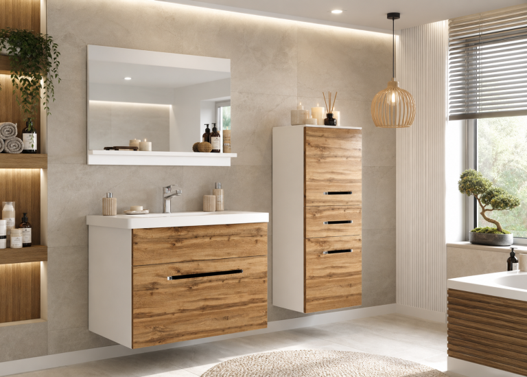 Mobili da bagno Belini rovere wotan + lavabo + specchio Produttore ROD M 2/0/W/DW/0/ZW
