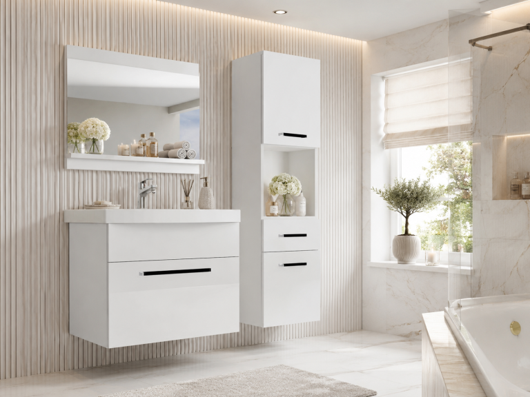 Mobili da bagno Belini bianco opaco + lavabo + specchio Produttore ROD M 3/0/W/W/0/ZW