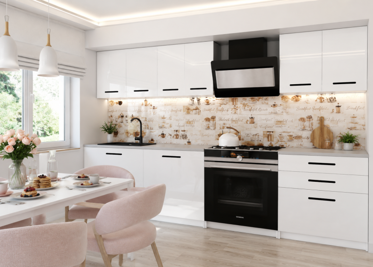 Mobili da cucina 180 cm bianchi lucidi con piano di lavoro Produttore INF SONIK2/2/WT/W/0/B1