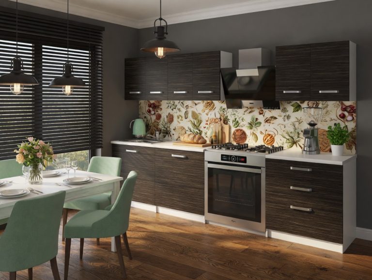 Mobili da cucina 180 cm nero ebano scuro con piano di lavoro Produttore TOR SONIK/2/WT/HK/0/U