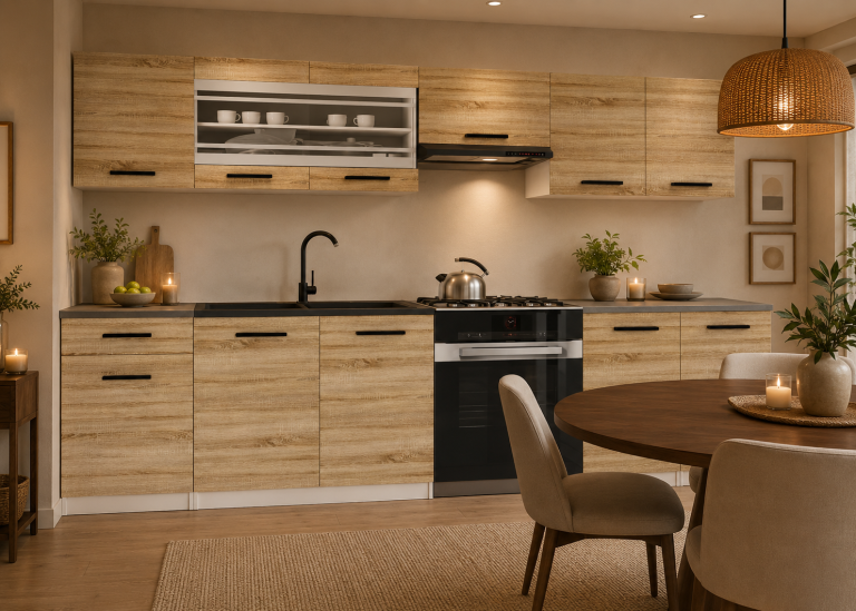Cucina 260 cm rovere wotan / rovere sonoma con piano di lavoro – Produttore TOR PRIMO260/3/WT/DS/0/B1
