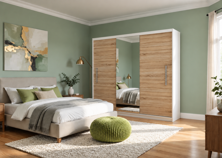 Armadio scorrevole 232 cm con specchio rovere wotan / rovere sonoma – Produttore MES PRIMO SZP4/2/1W/2DS1L/0/AL