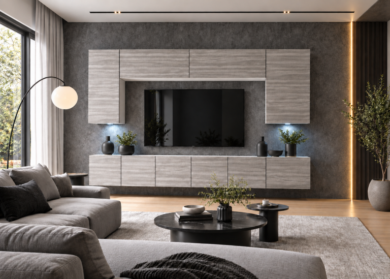 Parete attrezzata 300 cm TV grigio antracite grafite – Produttore IMP PRIMO 2/5/W/GW1/0/0