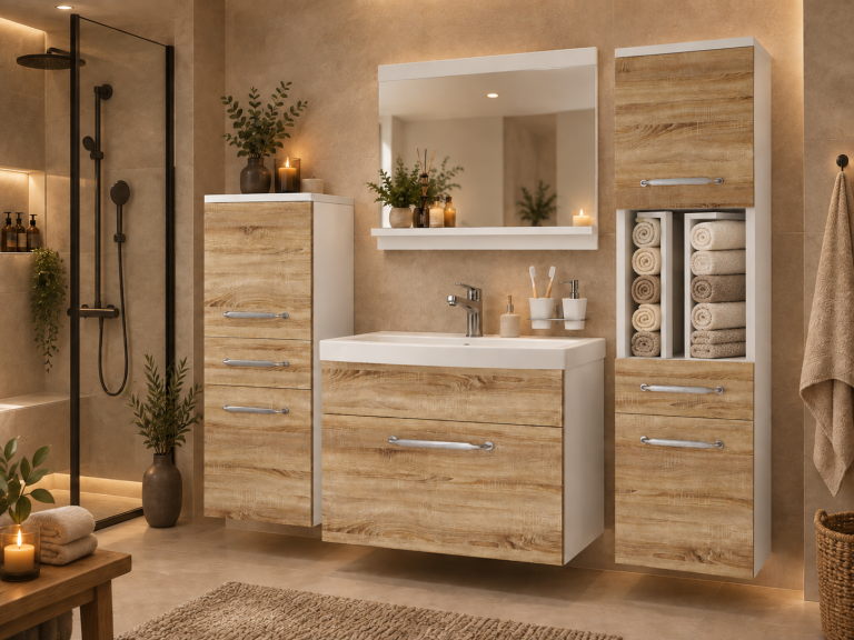 Mobile da bagno con lavabo e specchio rovere sonoma – Produttore ROD PRIMO M 5/0/W/DS/0/ZINC