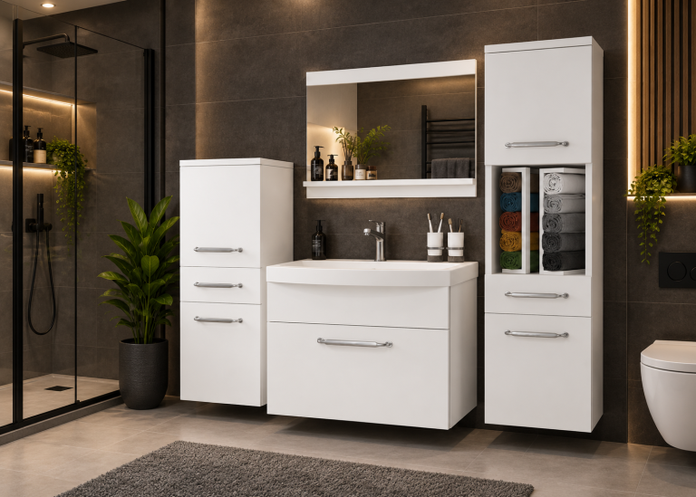 Mobile da bagno con lavabo e specchio bianco opaco – Produttore ROD PRIMO M 5/0/W/W/0/ZINC