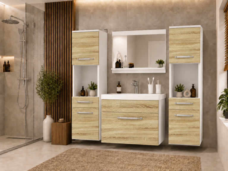 Mobile da bagno con lavabo e specchio rovere sonoma – Produttore ROD PRIMO M 6/0/W/DS/0/ZINC