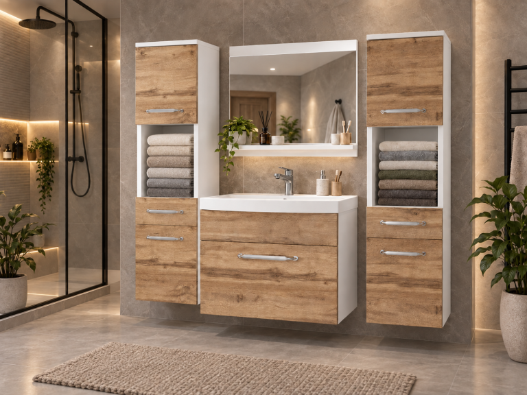 Mobile da bagno con lavabo e specchio rovere wotan / rovere sonoma – Produttore ROD PRIMO M 6/0/W/DW/0/ZINC