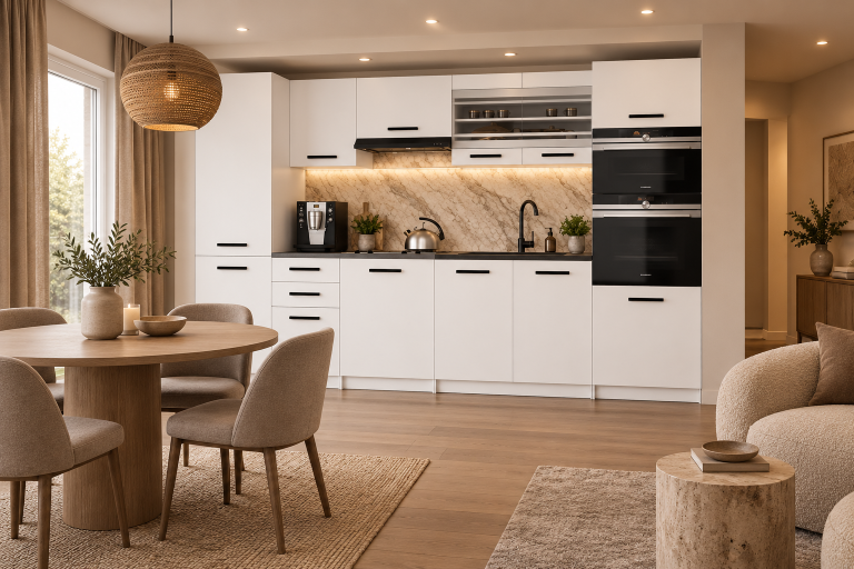Mobili da cucina 300 cm bianchi opachi con piano di lavoro Produttore TOR SYNTKA2/7/WT/WT/0/B1
                                                        