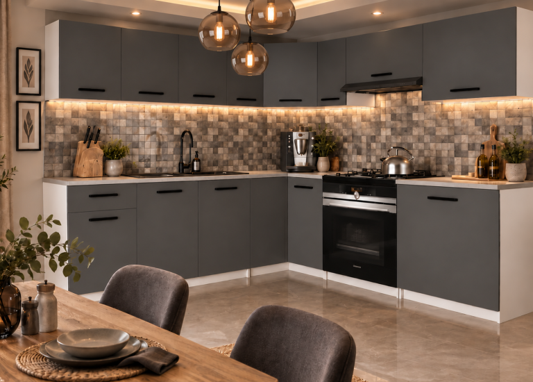Mobili da cucina 420 cm grigio antracite grafite con piano di lavoro Produttore TOR UNIQAPLUS/5/WT/SR/0/B1
