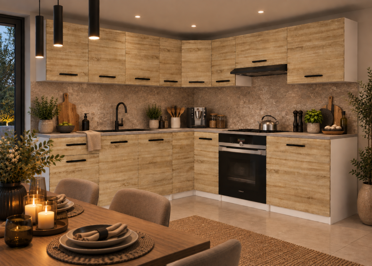 Mobili da cucina 420 cm in rovere Wotan rovere Sonoma con piano di lavoro Produttore TOR UNIQAPLUS/4/WT/DS/0/B1