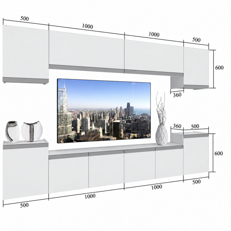 Parete attrezzata Prestige 300 cm TV/RTV grigia lucida Produttore IMP P Hepburn 4/5/W/S/0/0/CM