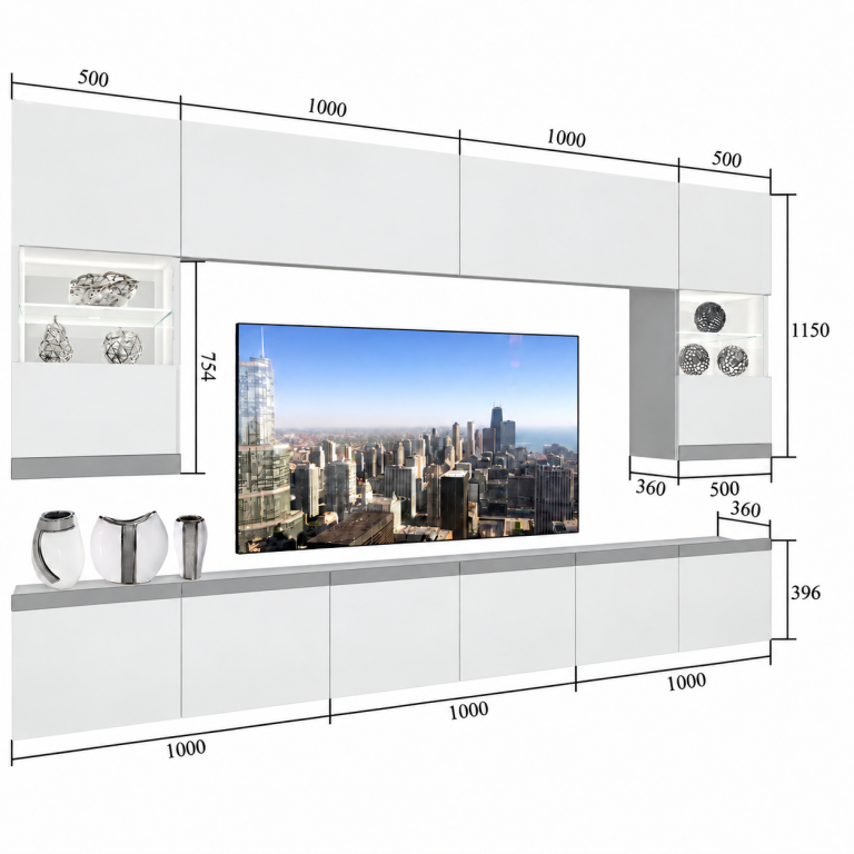 Parete attrezzata Prestige 300 cm TV/RTV grigia lucida Produttore IMP P1 Nolan 1/5/W/S/0/0/CM
