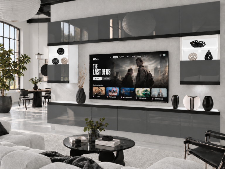 Parete attrezzata Prestige 300 cm TV/RTV grigia lucida Produttore IMP P2 Nolan 1/5/W/S/0/0/CM