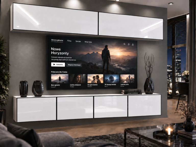 Parete attrezzata Linea 200 cm TV/RTV bianca lucida Produttore IMP L Brando 6/5/W/W/0/0