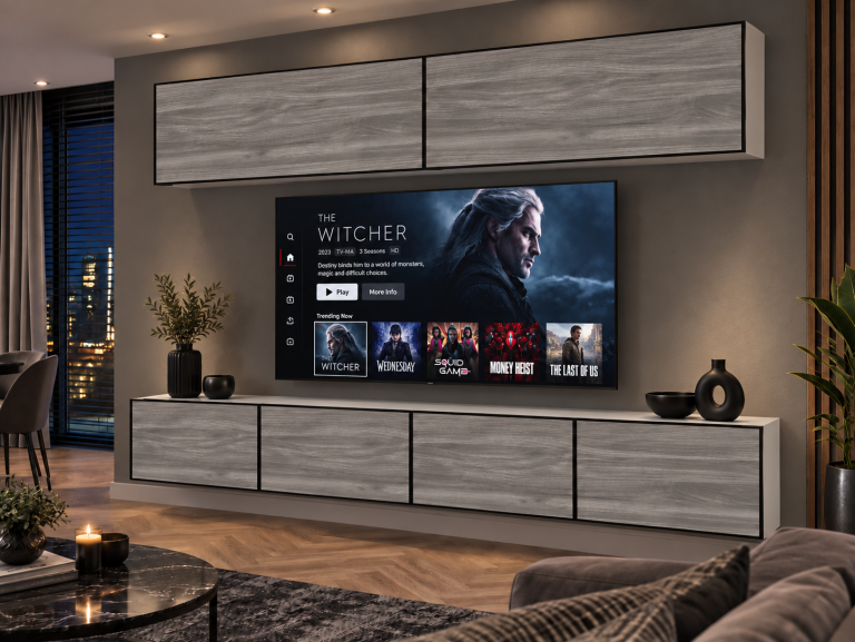 Parete attrezzata Linea 200 cm TV/RTV grigia antracite grafite Produttore IMP L Brando 6/5/W/GW1/0/0