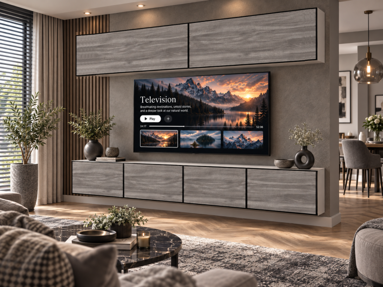 Parete attrezzata Linea 200 cm TV/RTV grigia antracite grafite Produttore IMP L Brando 6/5/W/GW1/0/0