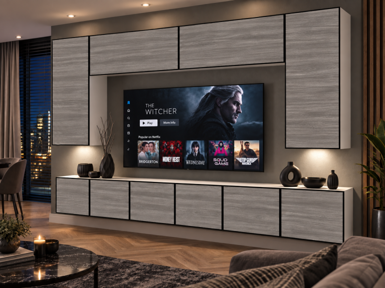 Parete attrezzata Linea 300 cm TV/RTV grigia antracite grafite Produttore IMP L Monroe 2/5/W/GW1/0/0