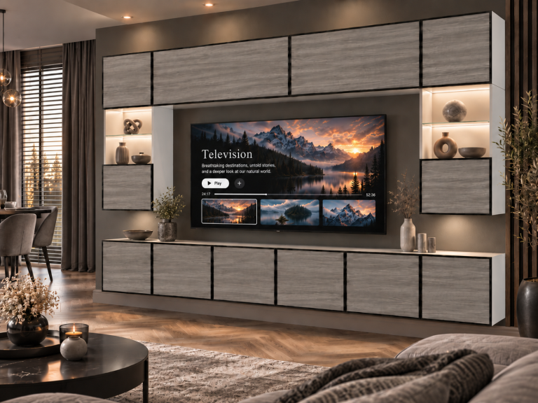 Parete attrezzata Linea 300 cm TV/RTV grigia antracite grafite Produttore IMP L Nolan 1/5/W/GW1/0/0