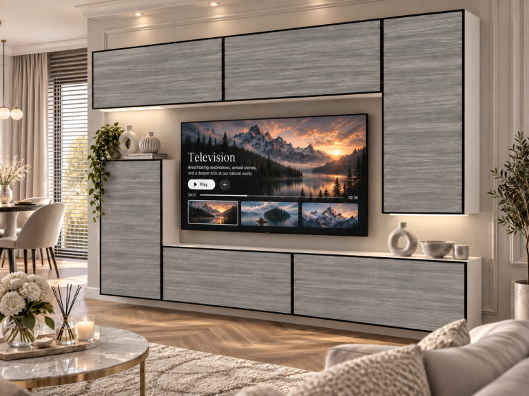Parete attrezzata Linea 250 cm TV/RTV grigia antracite grafite Produttore IMP L Woody 8/5/W/GW1/0/0