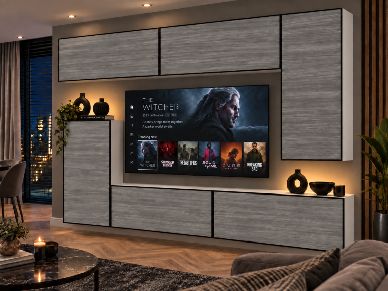 Parete attrezzata Linea 250 cm TV/RTV grigia antracite grafite Produttore IMP L Woody 8/5/W/GW1/0/0