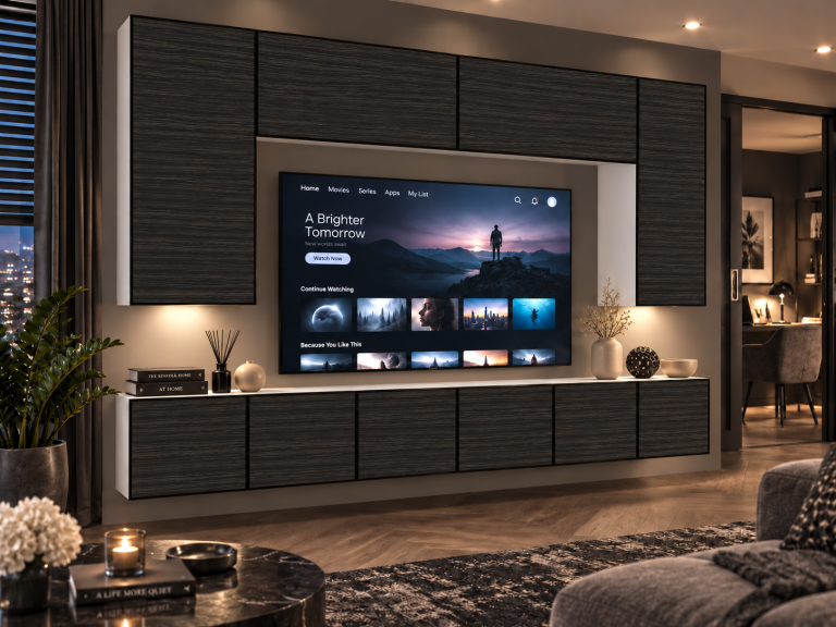 Parete attrezzata Linea 300 cm TV/RTV nera ebano Produttore IMP L Monroe 2/5/W/HK/0/0