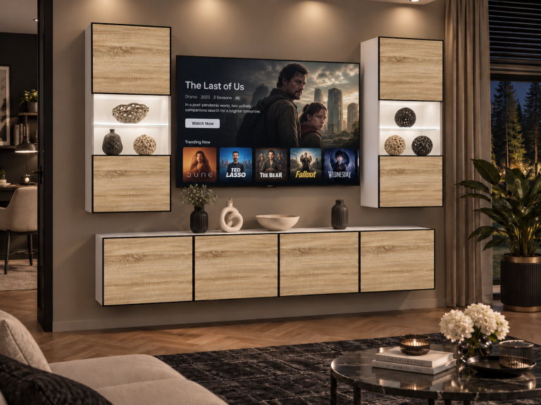 Parete attrezzata Linea 200 cm TV/RTV rovere rovere wotan rovere sonoma Produttore IMP L Keanu 7/5/W/DS/0/0