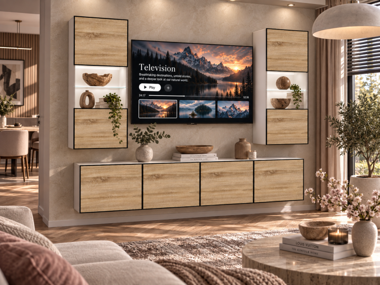 Parete attrezzata Linea 200 cm TV/RTV rovere rovere wotan rovere sonoma Produttore IMP L Keanu 7/5/W/DS/0/0