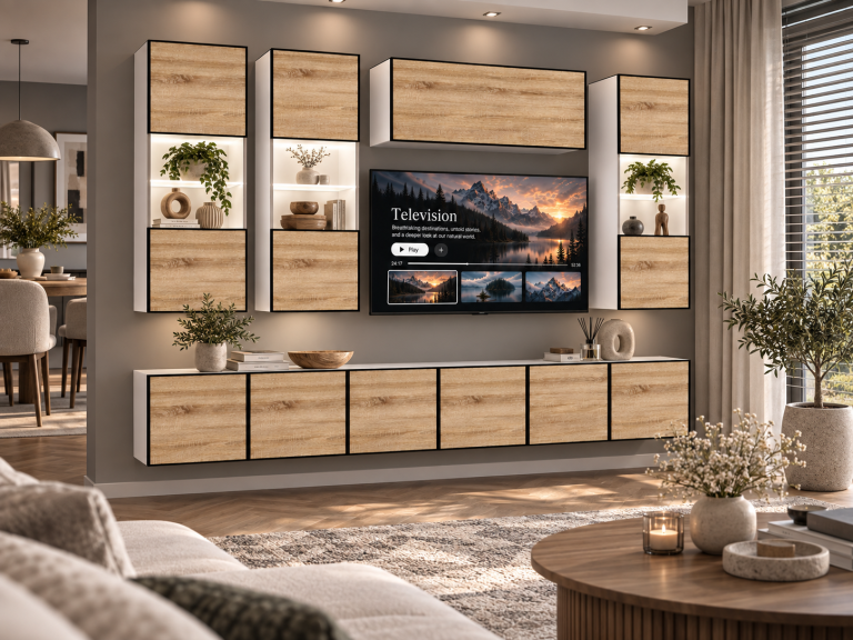 Parete attrezzata Linea 300 cm TV/RTV rovere rovere wotan rovere sonoma Produttore IMP L Pacino 5/5/W/DS/0/0