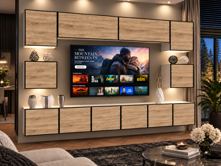 Parete attrezzata Linea 300 cm TV/RTV rovere rovere wotan rovere sonoma Produttore IMP L Tarantino 3/5/W/DS/0/0