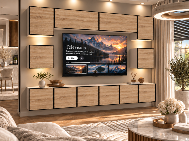 Parete attrezzata Linea 300 cm TV/RTV rovere rovere wotan rovere sonoma Produttore IMP L Tarantino 3/5/W/DS/0/0