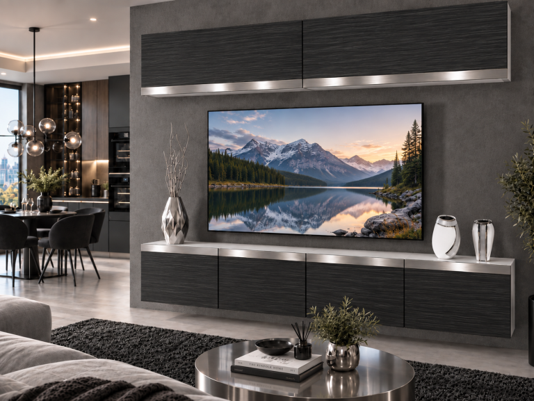 Parete attrezzata Prestige 200 cm TV/RTV nera ebano Produttore IMP P Brando 6/5/W/HK/0/0/SL