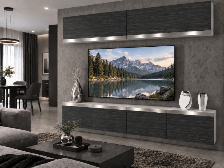 Parete attrezzata Prestige 200 cm TV/RTV nera ebano Produttore IMP P Brando 6/5/W/HK/0/0/SL