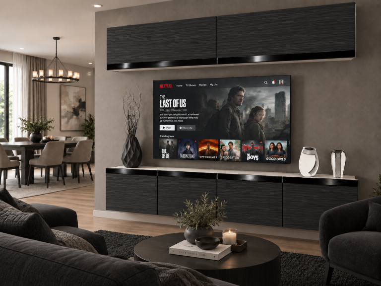 Parete attrezzata Prestige 200 cm TV/RTV nera ebano Produttore IMP P Brando 6/5/W/HK/0/0/CP