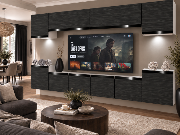Parete attrezzata Prestige 300 cm TV/RTV nera ebano Produttore IMP P Hepburn 4/5/W/HK/0/0/CP