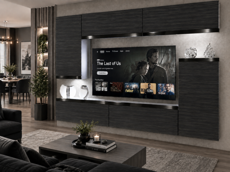 Parete attrezzata Prestige 250 cm TV/RTV nera ebano Produttore IMP P Woody 8/5/W/HK/0/0/CP