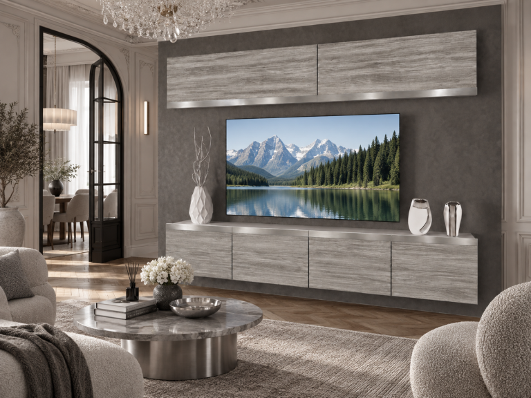 Parete attrezzata Prestige 200 cm TV/RTV grigia antracite grafite Produttore IMP P Brando 6/5/W/GW1/0/0/SL