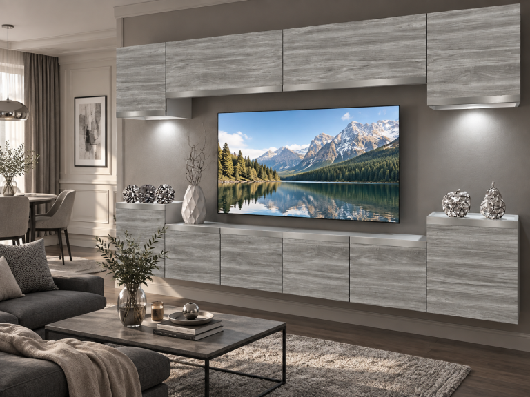 Parete attrezzata Prestige 300 cm TV/RTV grigia antracite grafite Produttore IMP P Hepburn 4/5/W/GW1/0/0/SL
