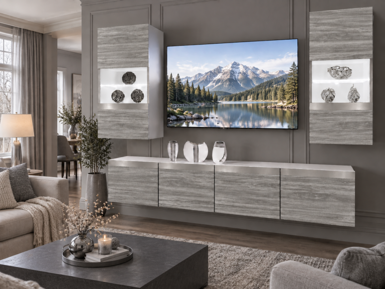 Parete attrezzata Prestige 200 cm TV/RTV grigia antracite grafite Produttore IMP P Keanu 7/5/W/GW1/0/0/SL
