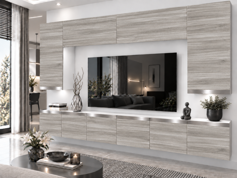Parete attrezzata Prestige 300 cm TV/RTV grigia antracite grafite Produttore IMP P Monroe 2/5/W/GW1/0/0/SL