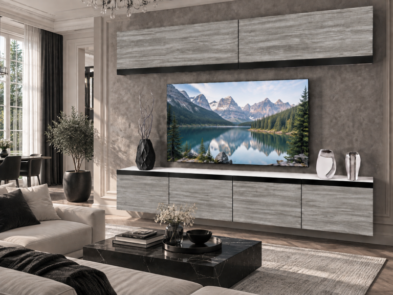 Parete attrezzata Prestige 200 cm TV/RTV grigia antracite grafite Produttore IMP P Brando 6/5/W/GW1/0/0/CM