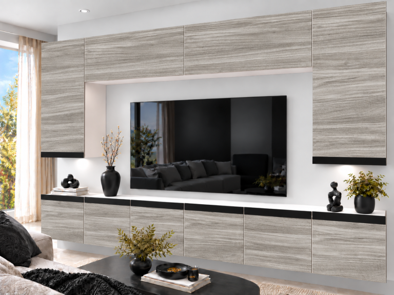 Parete attrezzata Prestige 300 cm TV/RTV grigia antracite grafite Produttore IMP P Monroe 2/5/W/GW1/0/0/CM