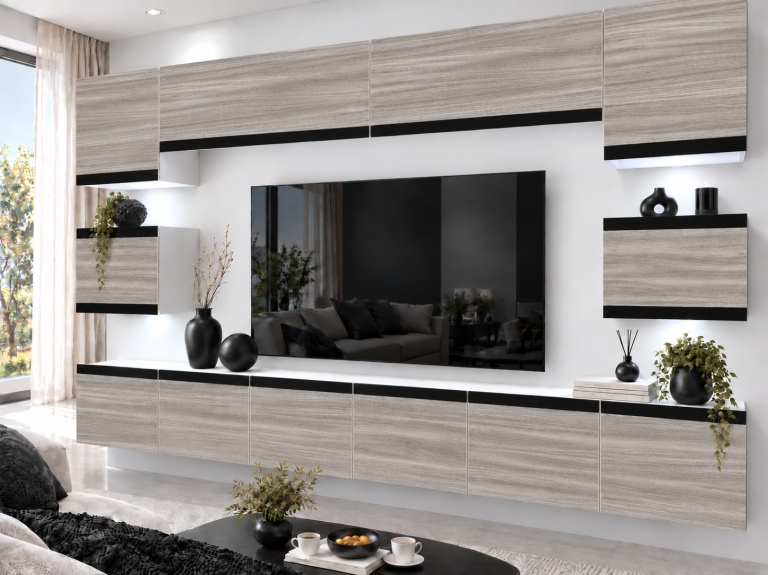 Parete attrezzata Prestige 300 cm TV/RTV grigia antracite grafite Produttore IMP P Tarantino 3/5/W/GW1/0/0/SL