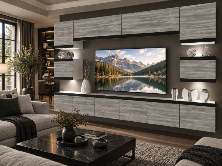 Parete attrezzata Prestige 300 cm TV/RTV grigia antracite grafite Produttore IMP P Tarantino 3/5/W/GW1/0/0/SL