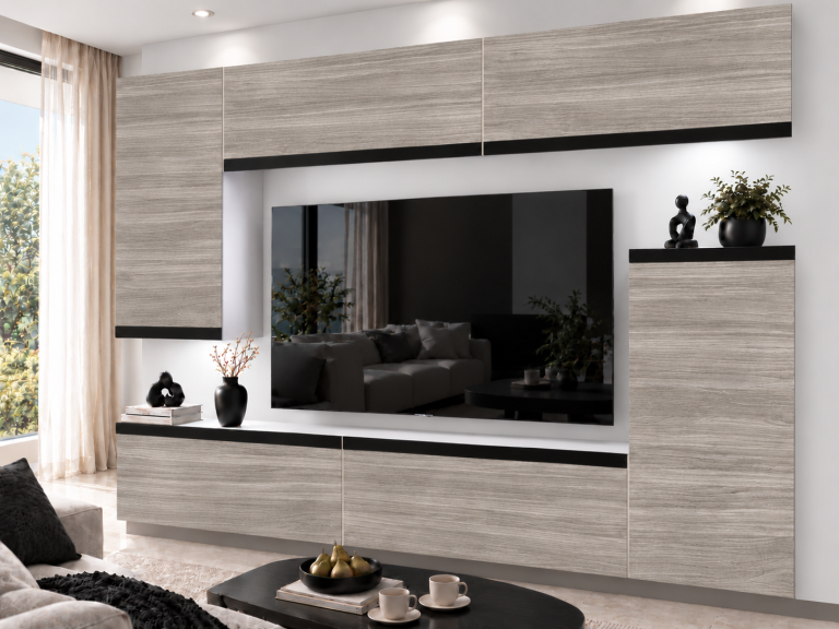 Parete attrezzata Prestige 250 cm TV/RTV grigia antracite grafite Produttore IMP P Woody 8/5/W/GW1/0/0/CM
