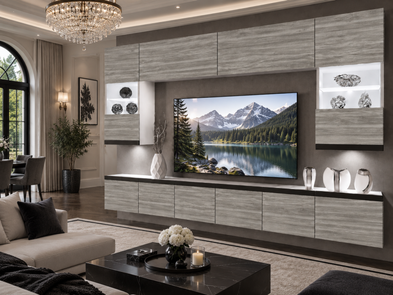 Parete attrezzata Prestige 300 cm TV/RTV grigia antracite grafite Produttore IMP P1 Nolan 1/5/W/GW1/0/0/CM