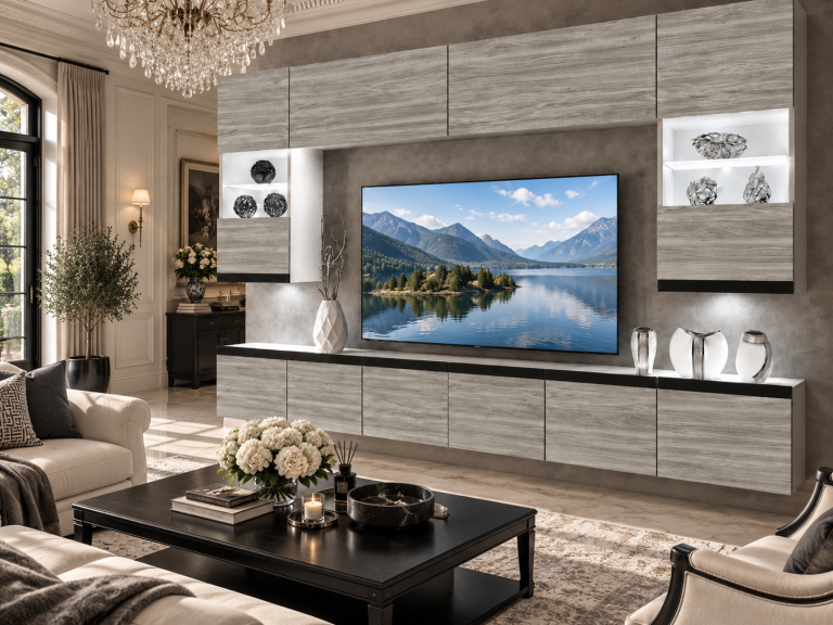 Parete attrezzata Prestige 300 cm TV/RTV grigia antracite grafite Produttore IMP P1 Nolan 1/5/W/GW1/0/0/CM